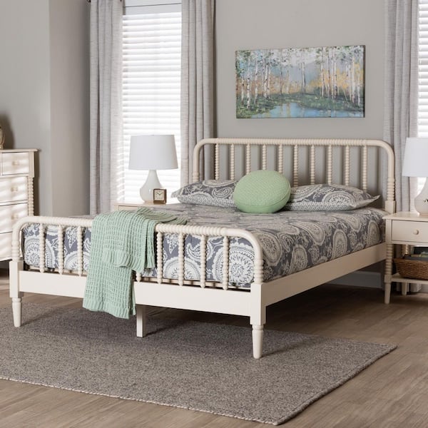 Braith White Wood Frame Queen Platform Bed
