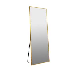 21 in. W x 64 in. H Rectangle Mordern Mount  Framed Dressing Gold Mirror
