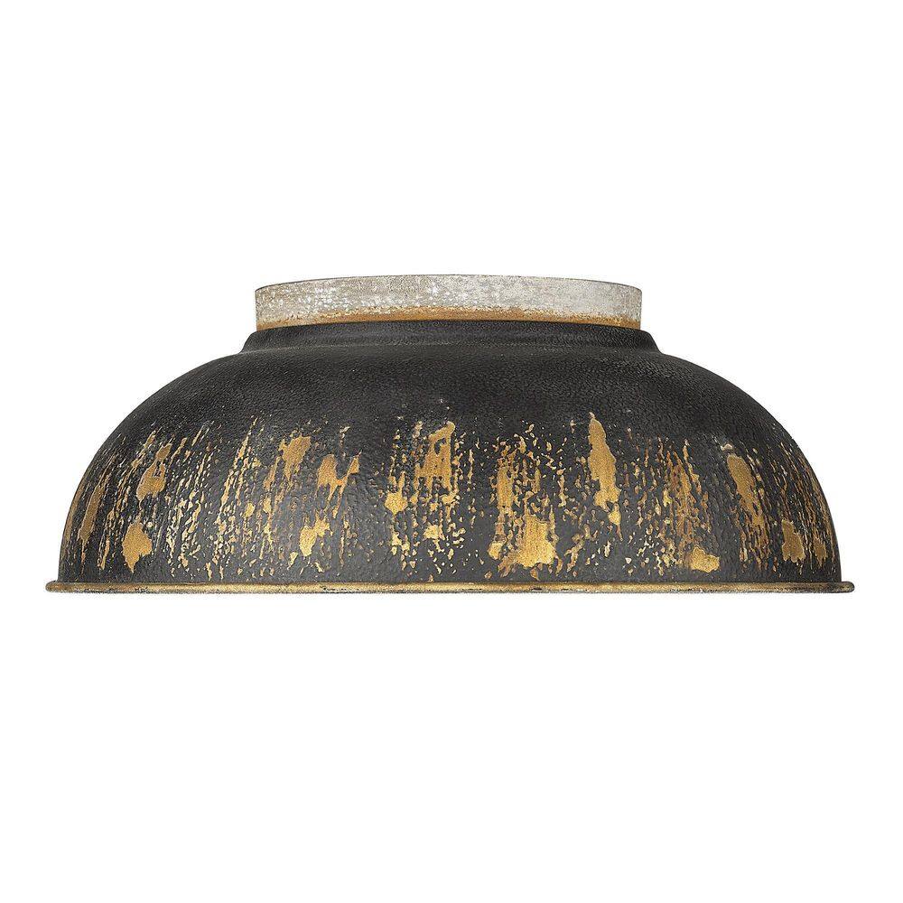 Kinsley Aged Galvanized Steel and Antique Black Iron 2-Light Flush Mount
