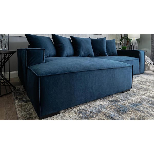 Muumblus 55-inch Small Couch with Elegant Moon Shape Pillows, Embroider  Pattern, Modern Tufted Backrest Loveseat Sofa for Living Room,Blue Floral