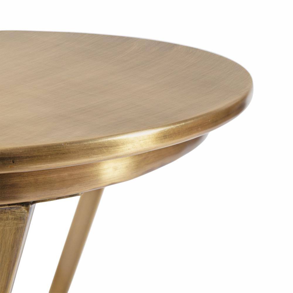 Aja Gold Round Metal Side Table with Geometric Legs