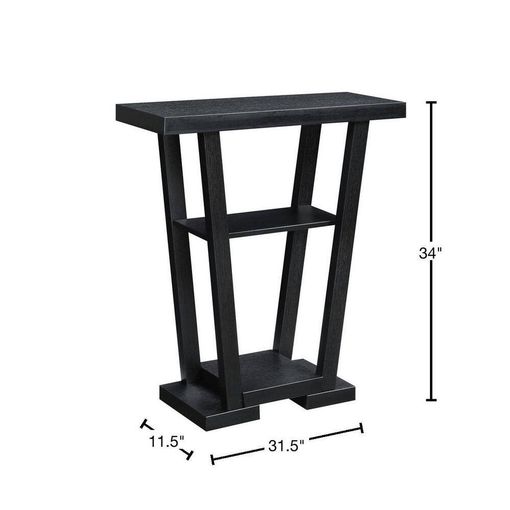 Newport V Sleek Black Console Table with Glass Shelves