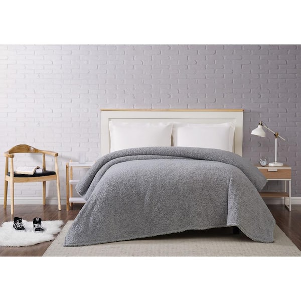 Brooklyn Loom Grey Marshmallow Sherpa Full/Queen Blanket