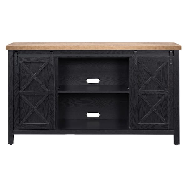 Meyer&Cross Elmwood 58 in. Black Grain and Gold-Toneen Brown TV Stand Fits TV's up to 65 in.