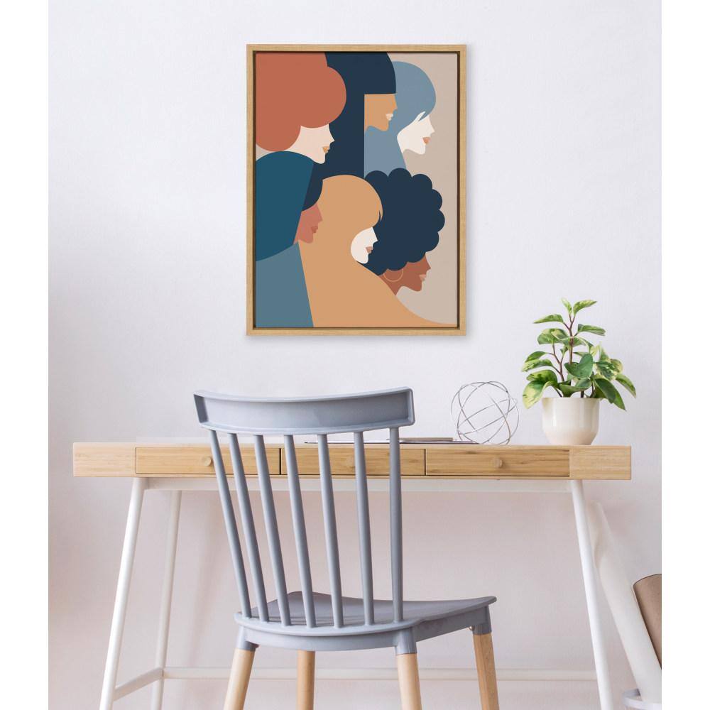 Earthy Feminist Canvas Art Print with Natural Frame