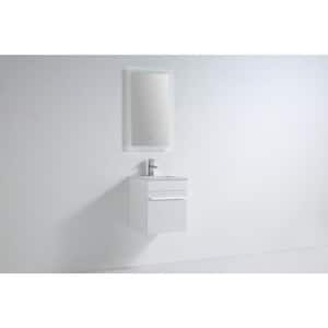 Millennium 16.6 in. W x  16.625 in. D x 19.625 in. H Single Sink Bath Vanity in High Gloss White with White Ceramic Top