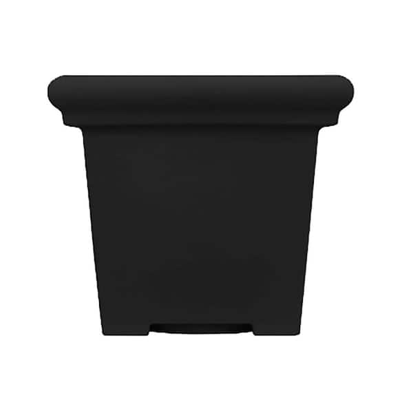 The HC Companies 24 in. Black Terrazzo Plastic Square Garden Tree Planter Pot Container