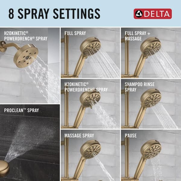 Delta Trinsic Gold 2-Handle 8-Spray Shower Faucet 1.75 GPM with