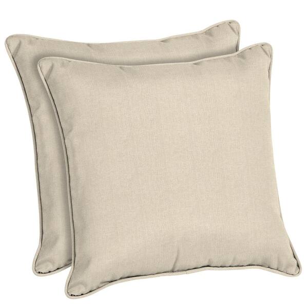 Home Decorators Collection Sunbrella Canvas Flax Square Outdoor Throw Pillow (2-Pack)