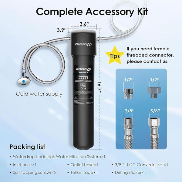 Waterdrop WD-15UA Under Sink Water Filter System, Direct Connect