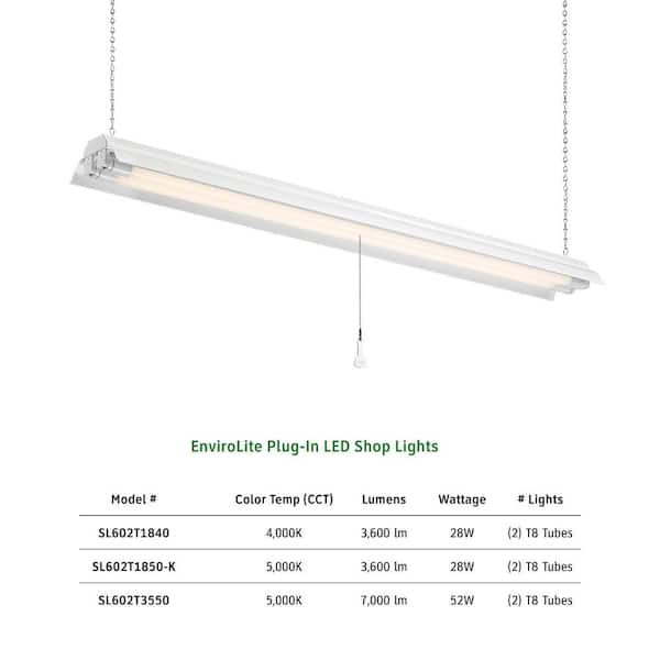 EnviroLite ft. T8 LED White Shop Light SL602T1850-K - The Home Depot