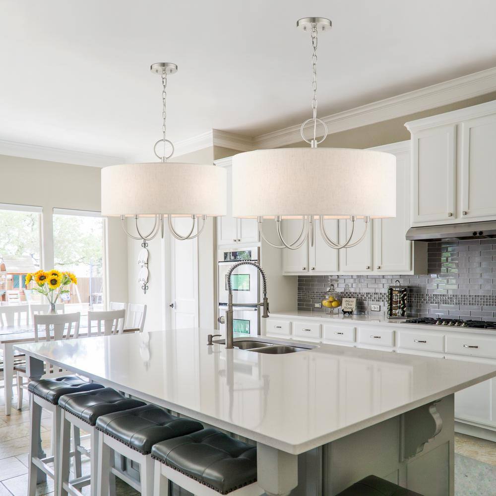 Mini Drum 5-Light Brushed Nickel Pendant Chandelier