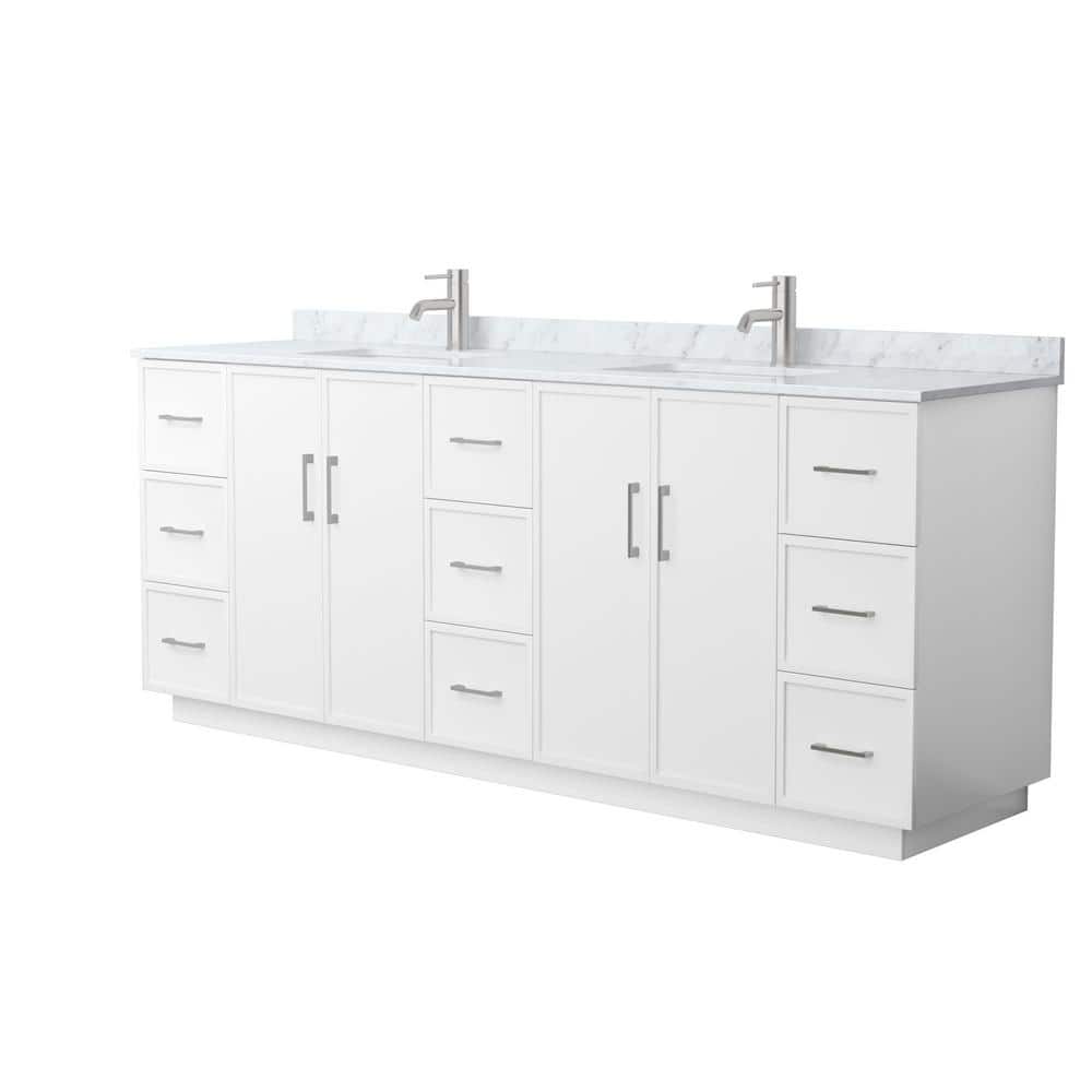 Elan TK 84 in. Double Freestanding White Bath Vanity with White Carrara Marble Top (Assembled) price history on PriceWatchPro