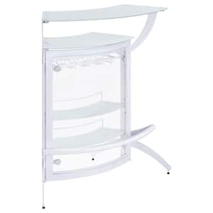 Dallas White and Frosted Glass 2-shelf Home Bar