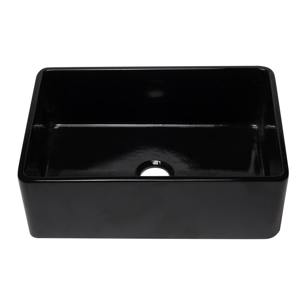 30'' Black Gloss Fireclay Farmhouse Single Bowl Kitchen Sink