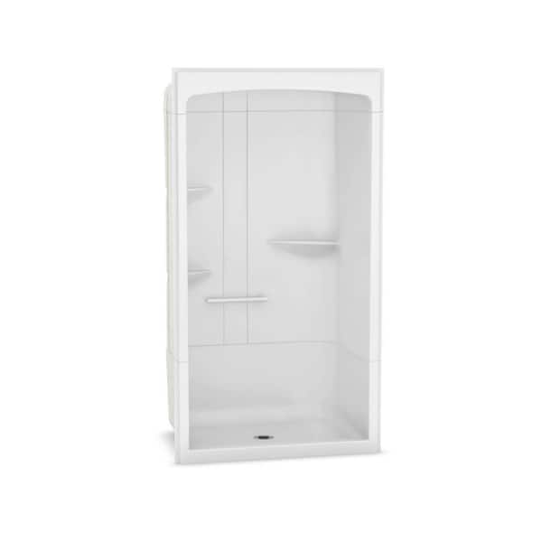 Camelia 48 in. x 34 in. x 88 in. Alcove Shower Stall with Center Drain Base in White