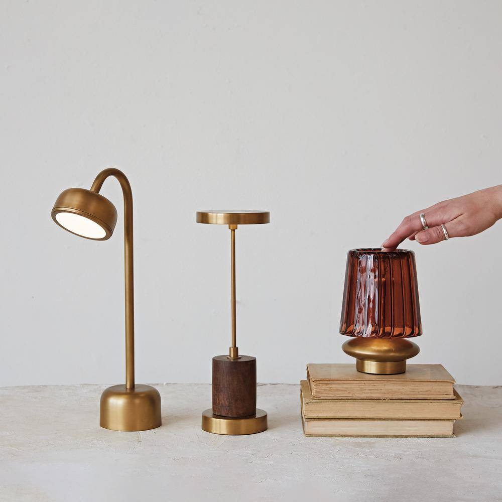 Antique Brass Cordless Adjustable LED Table Lamp