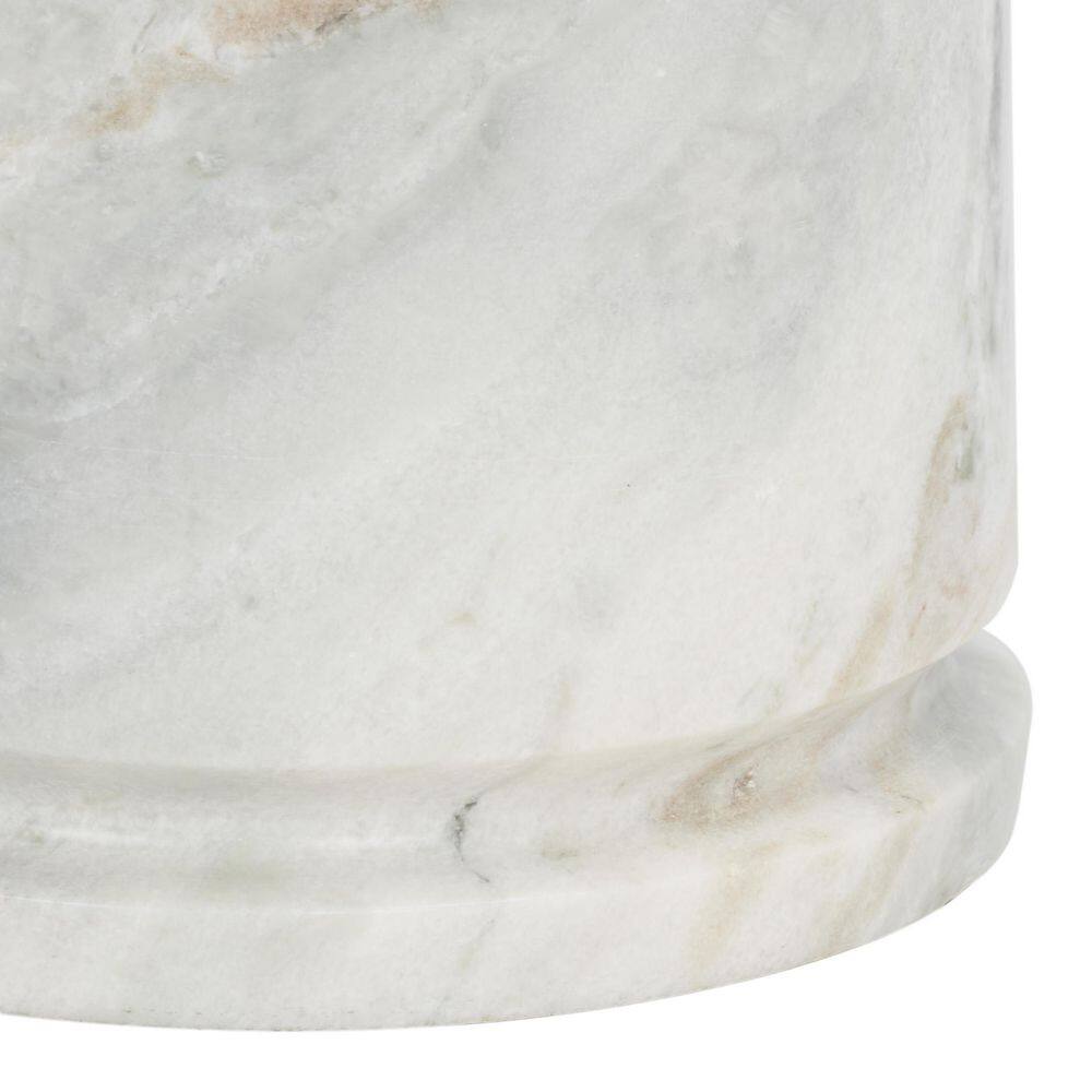 Valentia 20.5 in. White/Brown Round Marble End Table - thumbnail 6