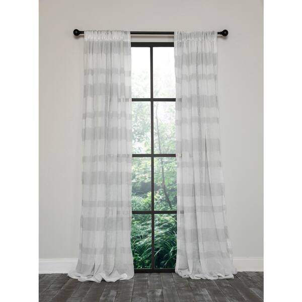 Manor Luxe Off White Grey Striped Rod Pocket Sheer Curtain 54 In W X 96 L Ml193105496 Grey Striped Rod Pocket Sheer Curtain, Gray Striped Sheer Curtains