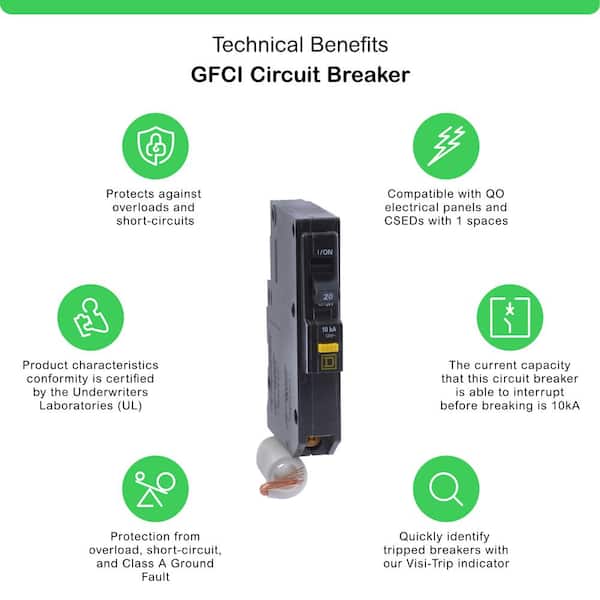 QO 20 Amp Single-Pole GFCI Circuit Breaker