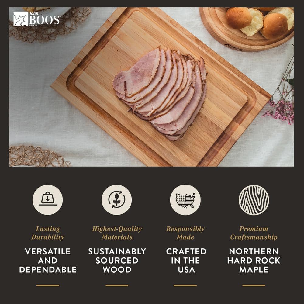 John Boos Large Maple Wood Cutting Board with Juice Groove