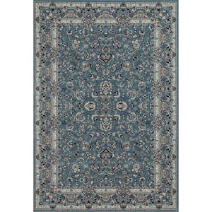 Art Carpet Kensington Collection Serene Border Woven Round Area Rug Gray/Cream/Light Blue 8' 