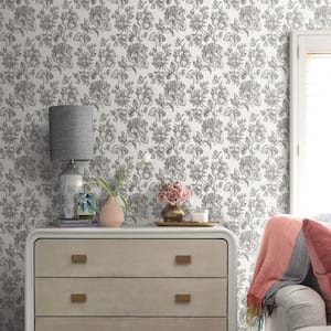 28.29 sq. ft. Tamara Day Flower Girl Gray Peel and Stick Wallpaper