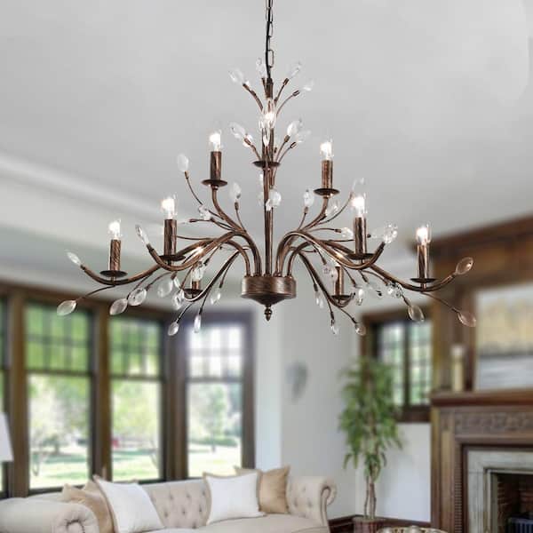 EDISLIVE Eisner 9-Light Vintage Crystal Chandelier Luxury Candle Pendant Light