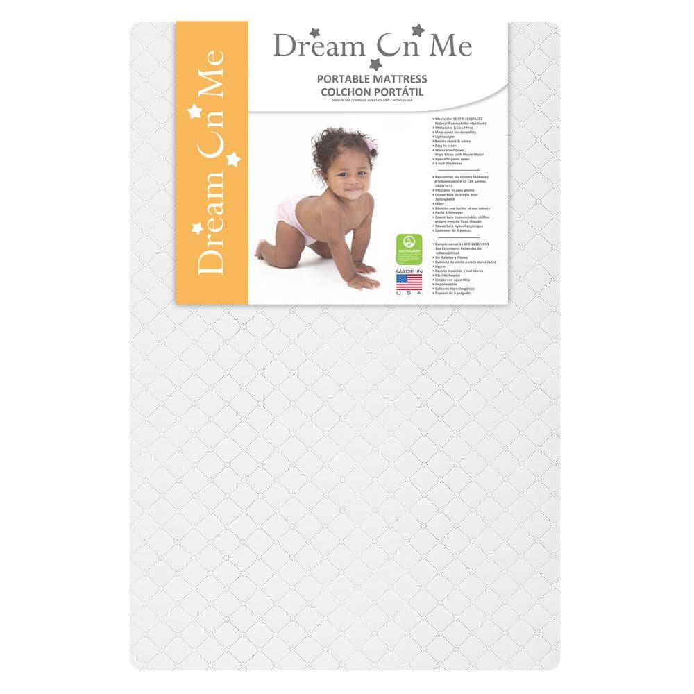 Dream On Me 3 in. White Extra Firm Portable Crib Mattress -  24x