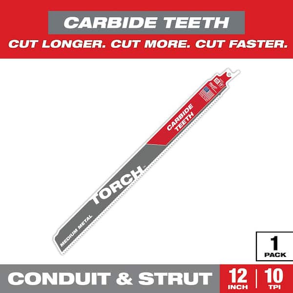 12 in. 10 TPI Carbide Medium Metal Cutting Sawzall Reciprocating Saw Blade (1-Pack)