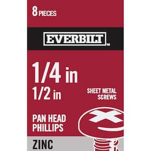 #14 x 1/2 in. Phillips Pan Head Zinc Plated Sheet Metal Screw (8-Pack)