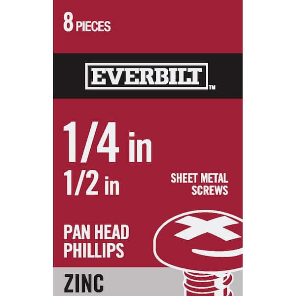 Everbilt #14 x 1/2 in. Zinc Plated Phillips Pan Head Sheet Metal Screw (8-Pack)