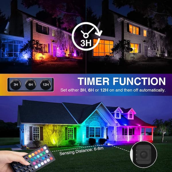 Lukyamzn 4-Piece 20-Watt LED RGB Color Changing Waterproof Flood Light with Remote and Dimmable Modes for Stage Lightings Parties