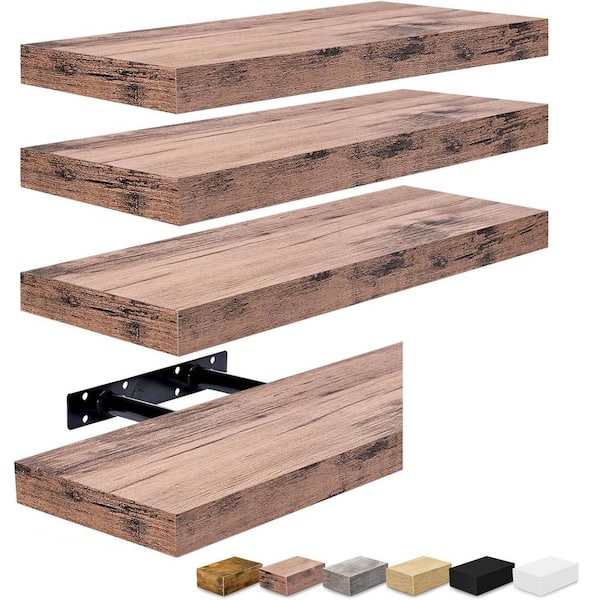 Sorbus 16.25 in W x 5.5 in. D, Slim Floating Mahogany Wood, Decorative Wall Shelf