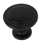 1-1/4 in. Dia Matte Black Classic Round Ring Cabinet Knobs (10-Pack)