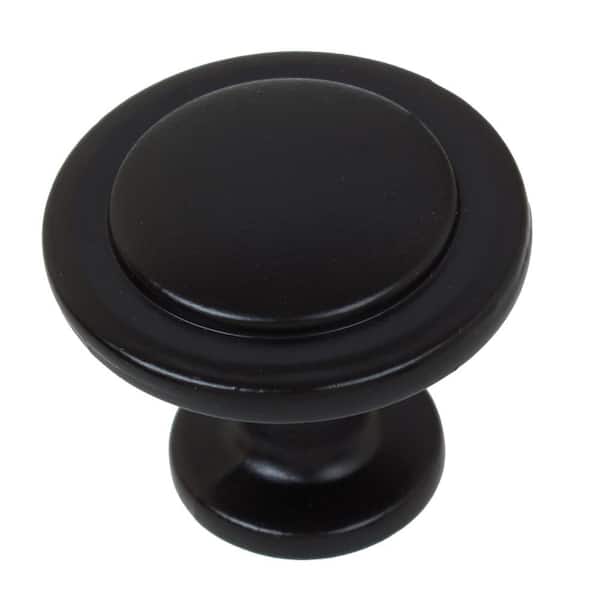 GlideRite 1-1/4 in. Dia Matte Black Classic Round Ring Cabinet Knobs (10-Pack)
