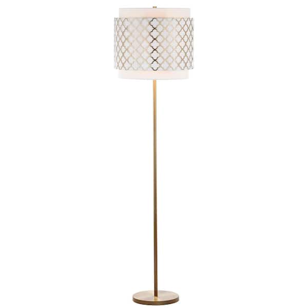 Priscilla 61.5 in. Gold Floor Lamp with Gold Quadrefoil Shade