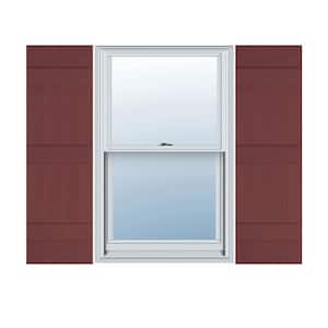 14 in. W x 55 in. H Vinyl Exterior Joined Board and Batten Shutters Pair in Wineberry