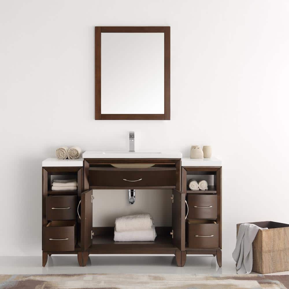 Antique Coffee 54" Free-Standing Vanity Set with Mirror