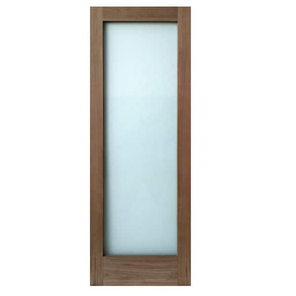 Stile Doors 24 in. x 80 in. 1-Lite Satin Etch Walnut Solid Core Wood Interior Door Slab