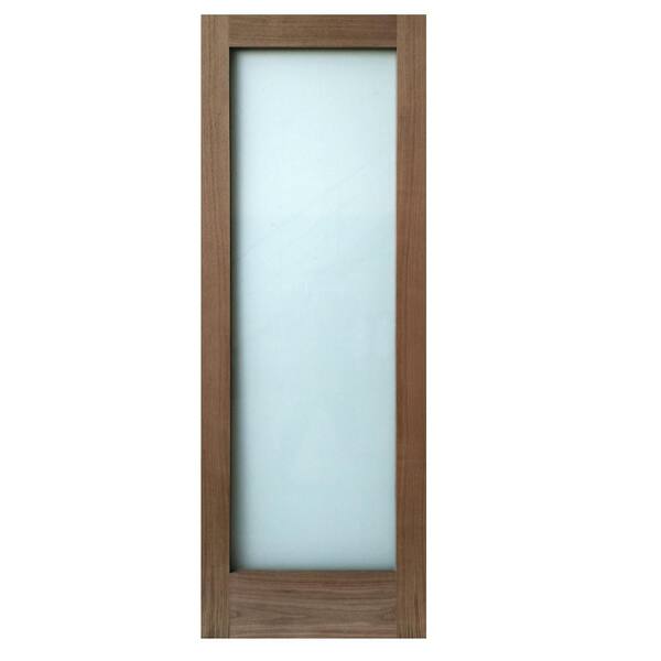 Stile Doors 28 in. x 80 in. 1-Lite Satin Etch Walnut Solid Core Wood Interior Door Slab