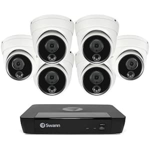 8-Channel 4K UHD PoE Cat5 NVR with 6 Wired Pro Series Dome Security Camera System with Face Recognition