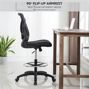 HOMESTOCK Black Mesh Drafting Chair Tall Office Chair for Standing