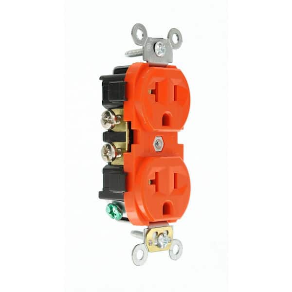 20 Amp 125 V Commercial Grade Duplex Outlet/Receptacle, Orange (1-Pack) CR20-O