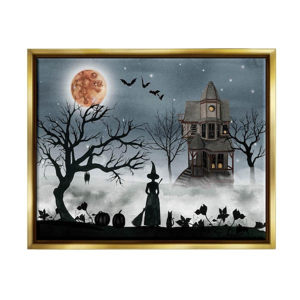 The Stupell Home Decor Collection Halloween Witch in Full Moon ...