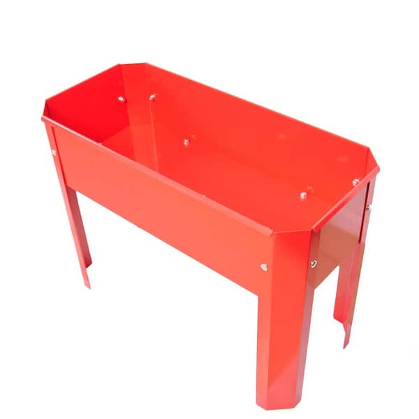 Lycvki 24 in. x 10.5 in. x 5.9 in. Red Metal Elevated Outdoor Box, for Backyard Terrace, to Raise Vegetables, Flowers, Plants.