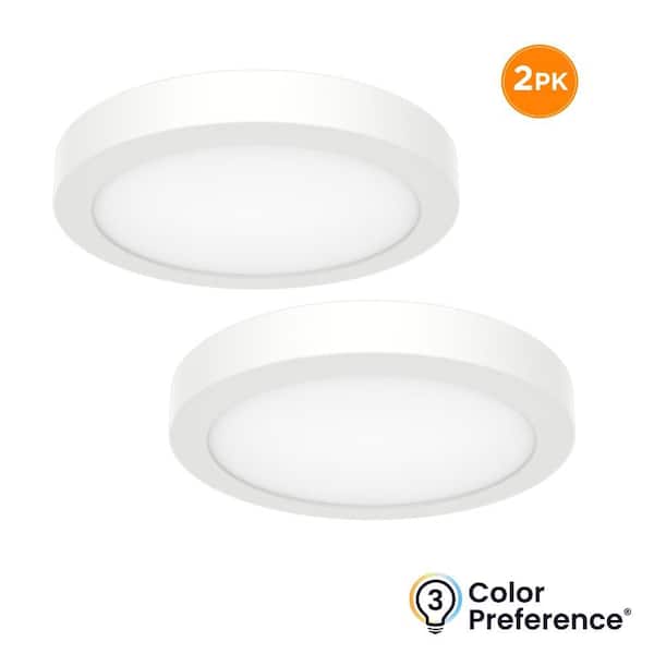 2-Pack PIVOT 15 in. LED Flush Mount Ceiling Light, Selectable CCT 3000K/4000K/5000K, 2400LM 30W Dimmable, White, Round