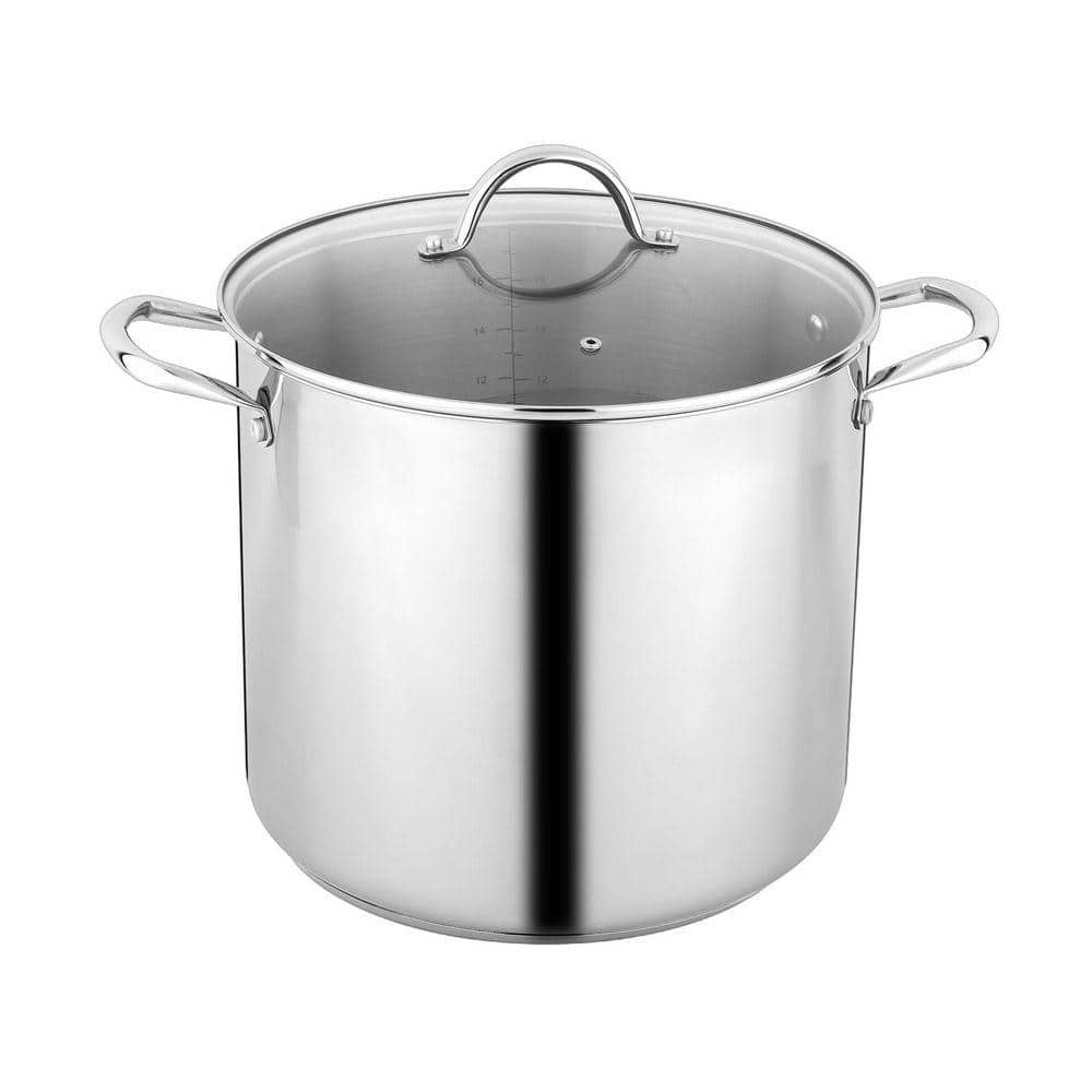 Stock Pot 20 qt. Stainless Steel with Tempered Glass Lid