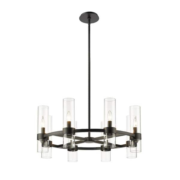 Unbranded Datus 8-Light Matte Black Chandelier with Glass Shade