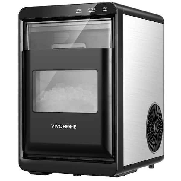 VIVOHOME 9.8 in. 45 lb. Countertop Portable Nugget/Pebble Ice Maker in Stainless Steel with Self-Cleaning Function
